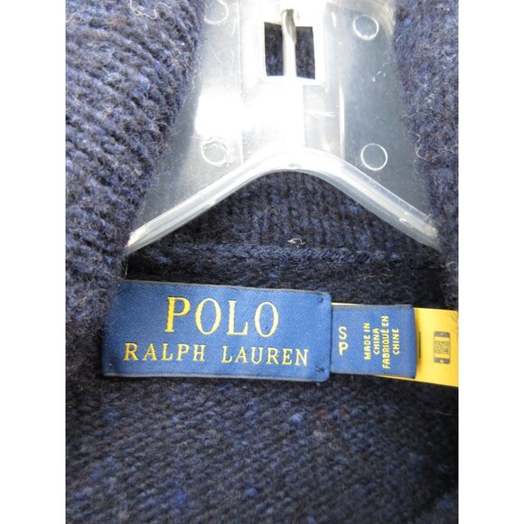 Ralph Lauren Polo Sweater Small Wool Blend Shawl Speckled Pullover Pony - Picture 9 of 12